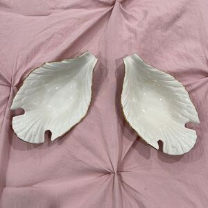 2 Vintage Lenox dove candy dishes with 14 karat gold trim